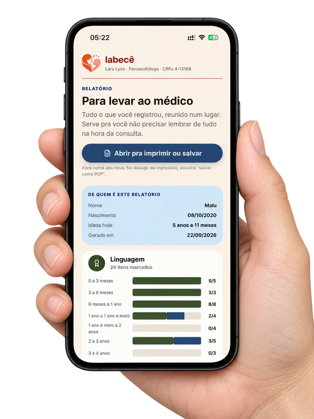 Tela do relatório do Iabecê pronto para o médico