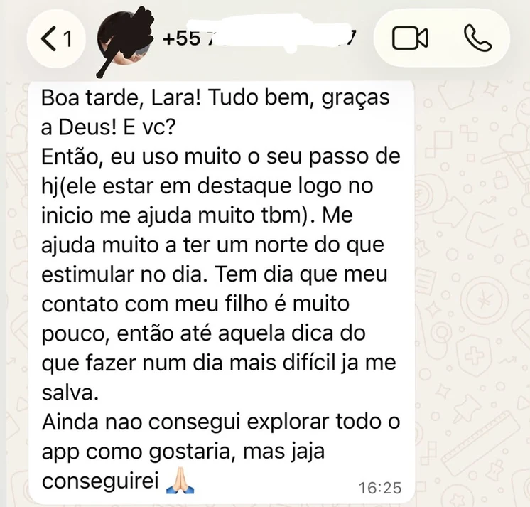 Mensagem de mae sobre o passo do dia do Iabece