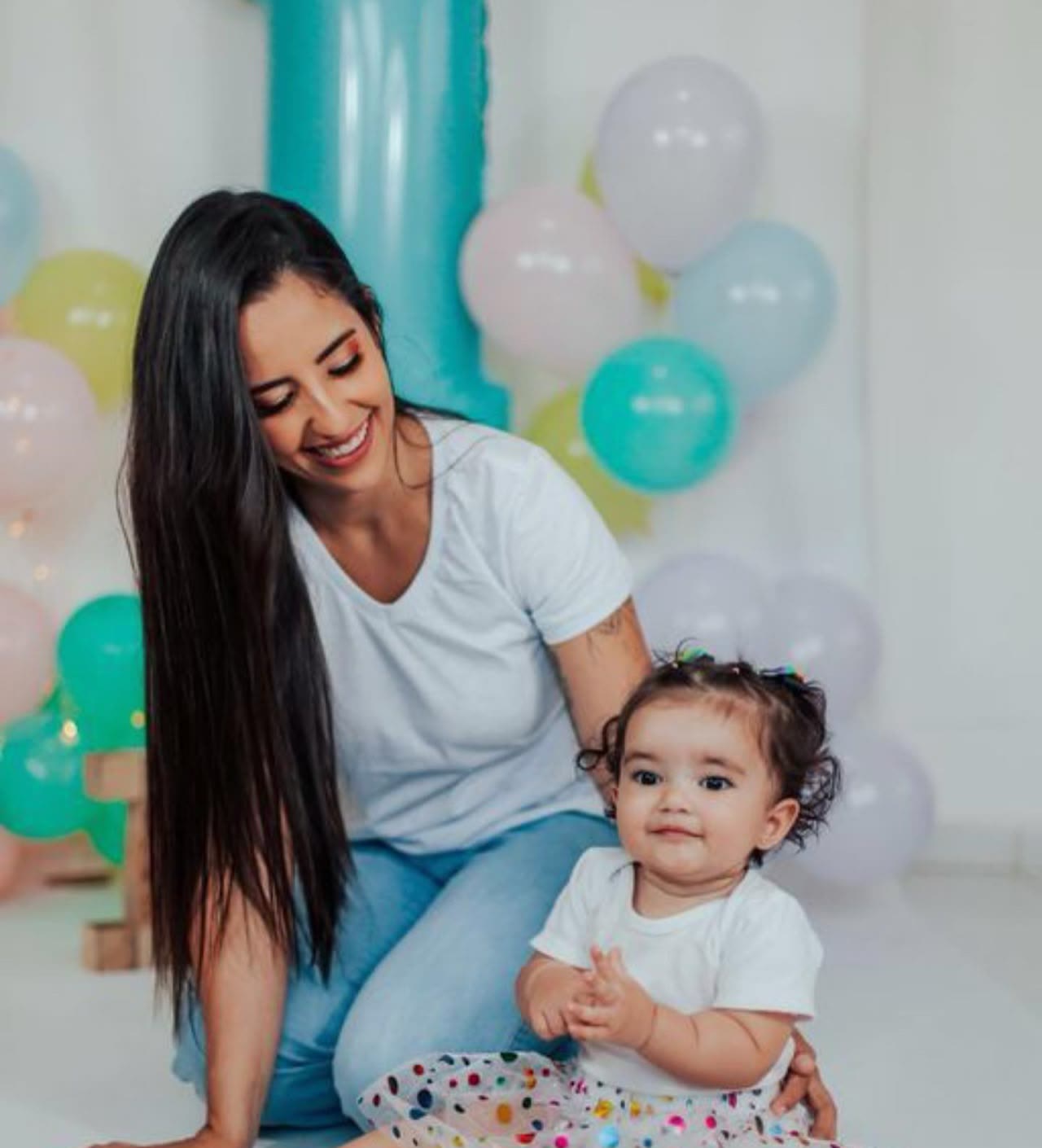 Lara com a filha Malu