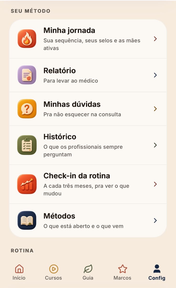 Acompanhamento: relatório, dúvidas, histórico e check-in